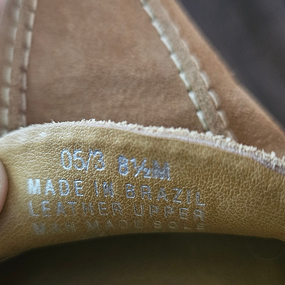 Franco Sarto Womens Tan Suede Kitten Heel Loafers Brown Leather Trim Size 8.5M - Picture 7 of 8